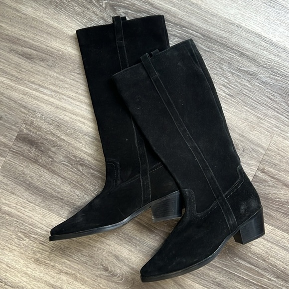 Vintage Foundry Co. Women's Black Suede Mid calf Boots 9 Western Casual Boho - Picture 3 of 9